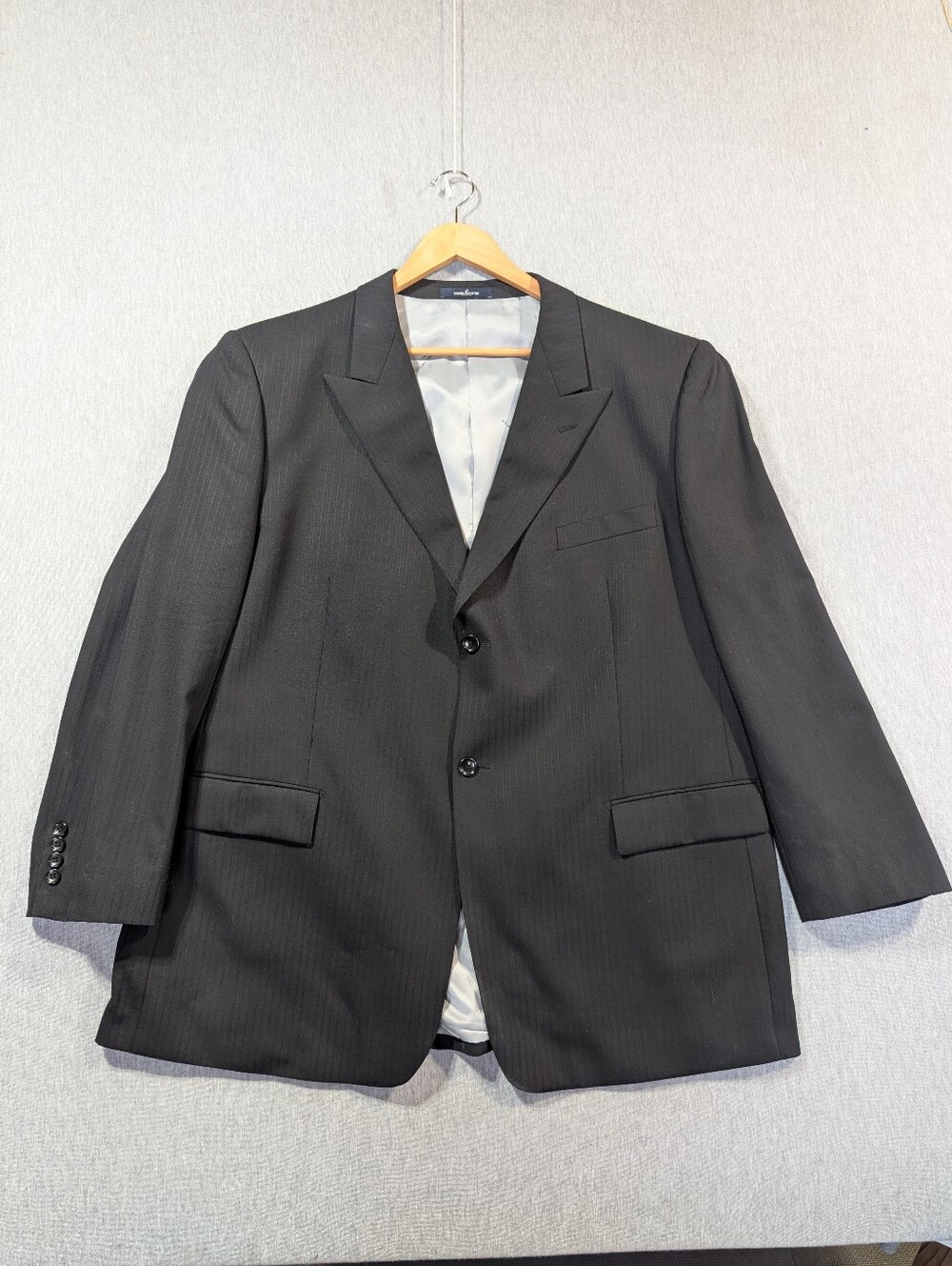 Daniel Hechter Paris Pinstripe Wool Blazer Men's 52 Tall Black